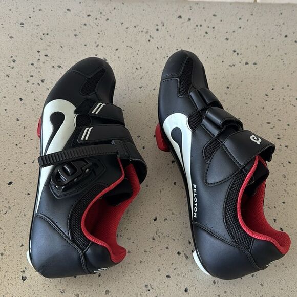 Peloton Black Red Bike Cycling Shoes With Cleats Men's Size EU44 / US10.5 GUC - Picture 7 of 12